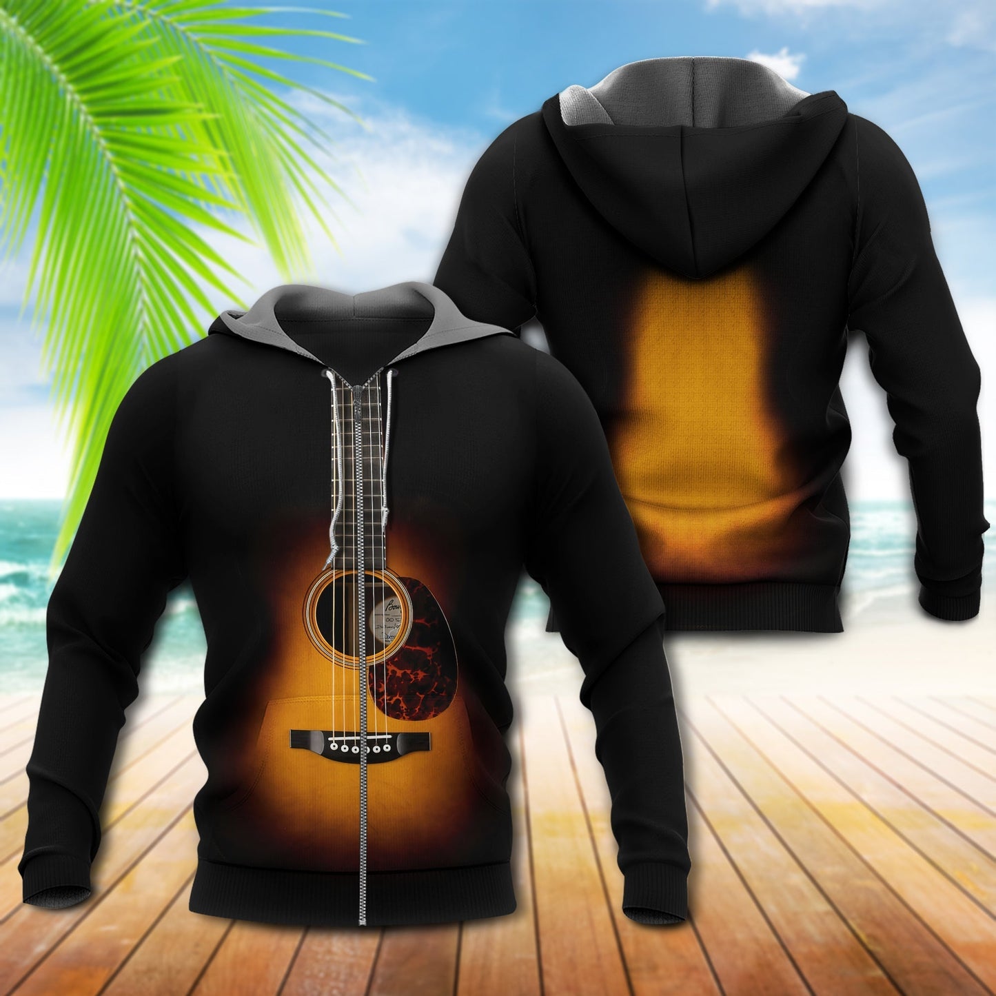 Black Guitar Hoodie For Musicians Weekend Travel And Thoughtful Gift Giving