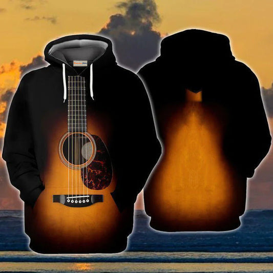 Black Guitar Hoodie For Musicians Outdoor Activities And Creative Gift Ideas