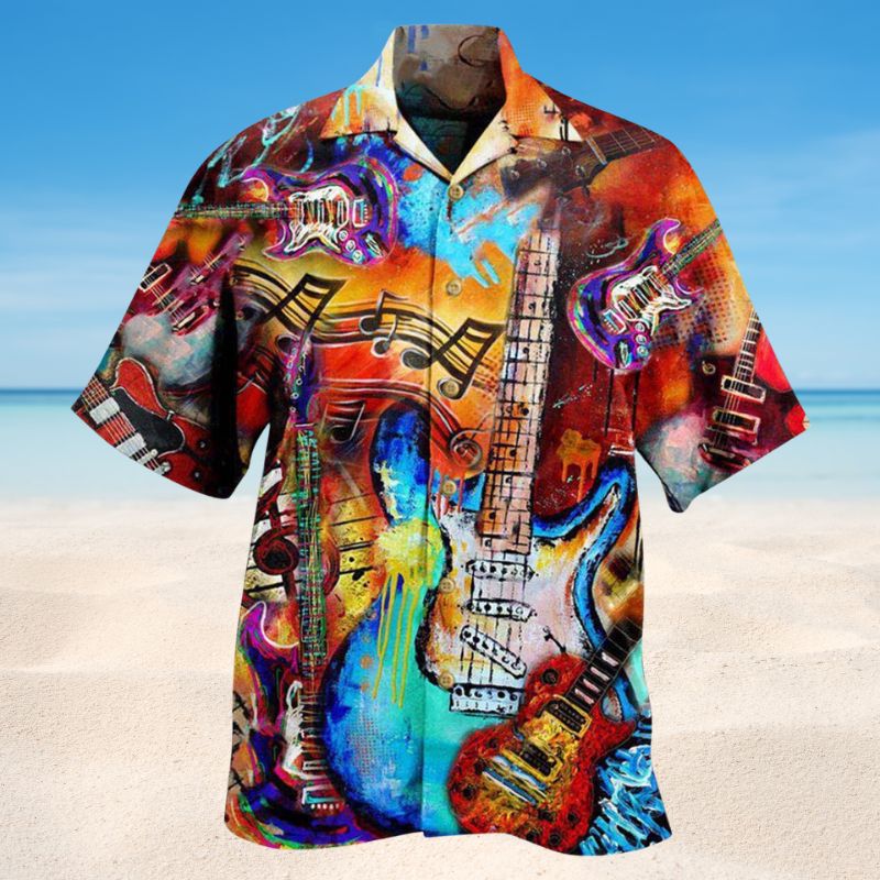 Guitar Go Where Your Heart Goes Hawaiian Shirt For Coastal Vacations Live Music Fans And Everyday Wear