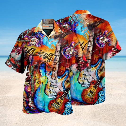 Guitar Go Where Your Heart Goes Hawaiian Shirt For Coastal Vacations Live Music Fans And Everyday Wear