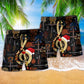 Guitar Christmas Happiness Music Beach Shorts Design View For Summer Events And Coastal Getaways