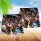 Guitar And Eagle Patriotic Beach Shorts Design View For Poolside Relaxation And Holiday Trips
