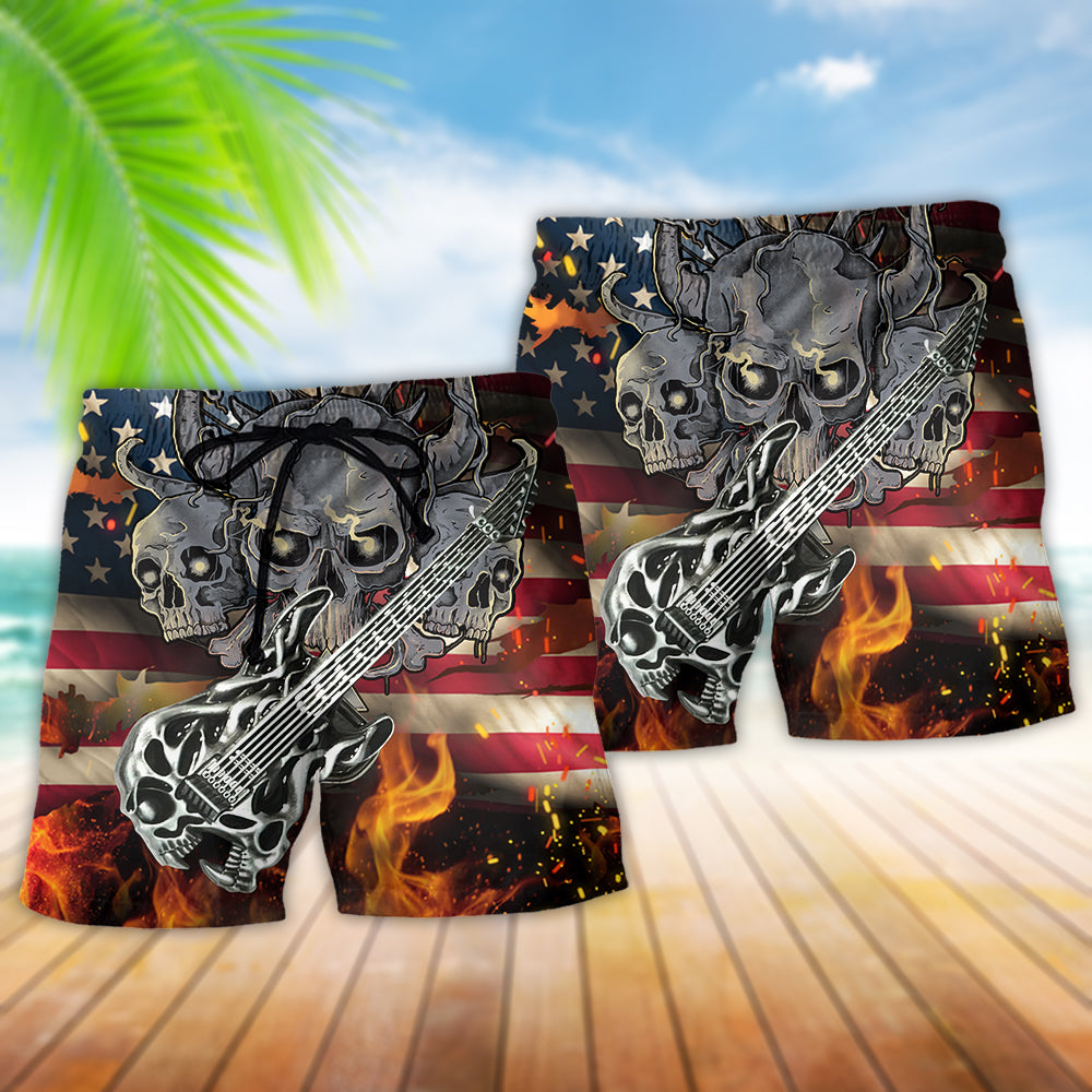 Guitar America Independence Day Beach Shorts Design Detail For Coastal Escapes And Daily Wear