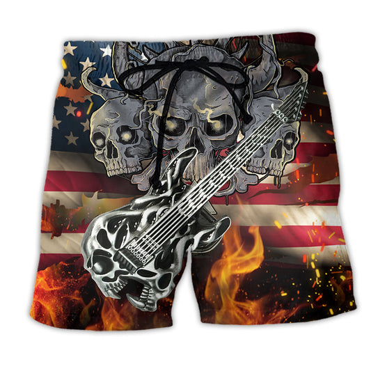 Independence Day Guitar Americana Beach Shorts For Oceanfront Escapes And Relaxed Casual Wear