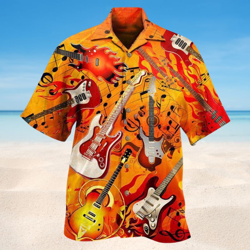 Music Guitar Is My Life Hawaiian Shirt For Summer Festivals Beach Parties And Relaxed Vacation Style
