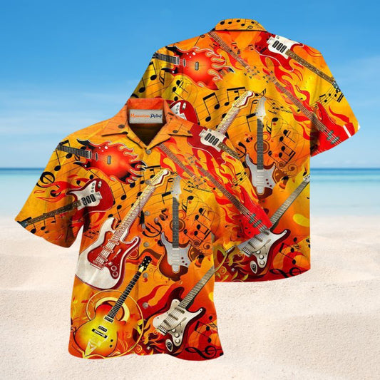 Music Guitar Is My Life Hawaiian Shirt For Summer Festivals Beach Parties And Relaxed Vacation Style