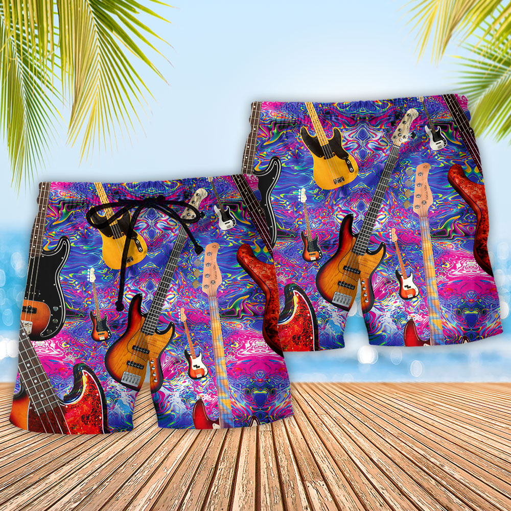 Guitar Music Beach Shorts Pattern Detail For Casual Summer Plans And Memorable Gift Ideas