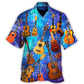 Festive Christmas Dog Hawaiian Shirt Print Closeup For Warm Weather Events