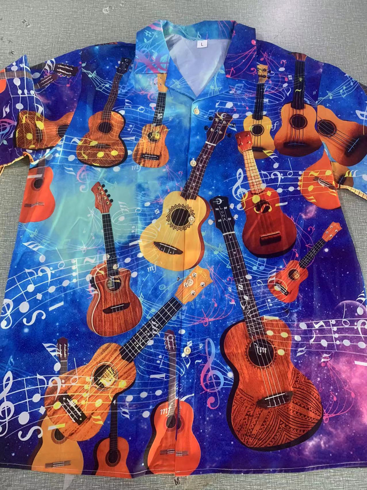 Guitar And Ukulele Hawaiian Shirt With All Over Print For Beach Parties Vacation Travel And Relaxed Casual Style
