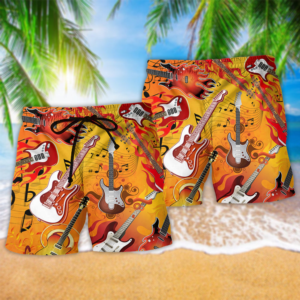 Guitar Music Is My Hot Colorful Beach Shorts Design Detail For Coastal Escapes And Daily Wear