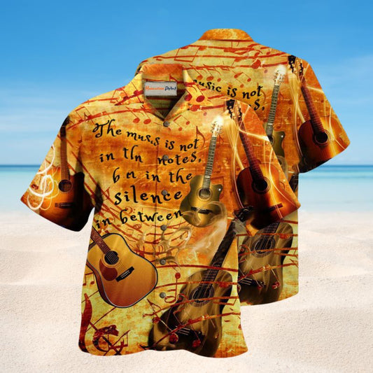 Guitar Music In The Silence Between Hawaiian Shirt For Coastal Vacations Live Music Fans And Everyday Wear