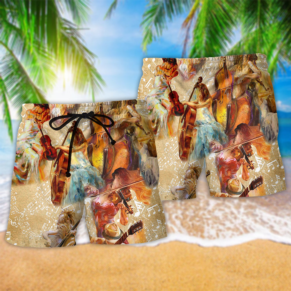 Guitar Music Is My Soul Notes Beach Shorts For Warm Weather Travel And Everyday Comfort