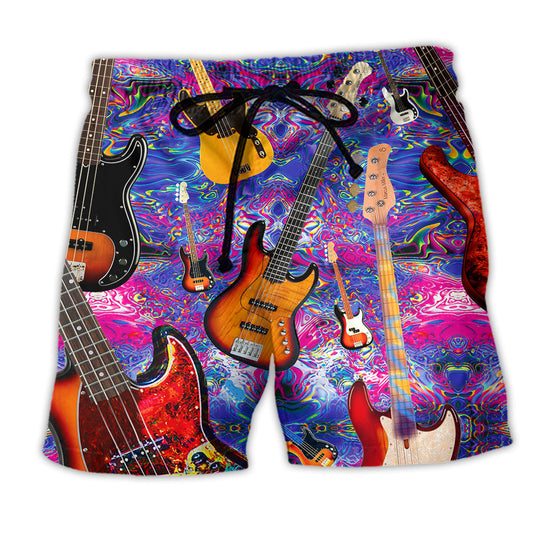 Guitar Music Colorful Beach Shorts For Music Festival Travel And Summer Style