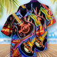 Guitar Hawaiian Shirt With Detailed Graphic For Resort Travel Summer Outings And Casual Gatherings