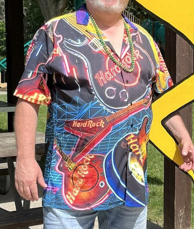 Guitar Hawaiian Shirt With All Over Print For Resort Travel Summer Outings And Casual Gatherings