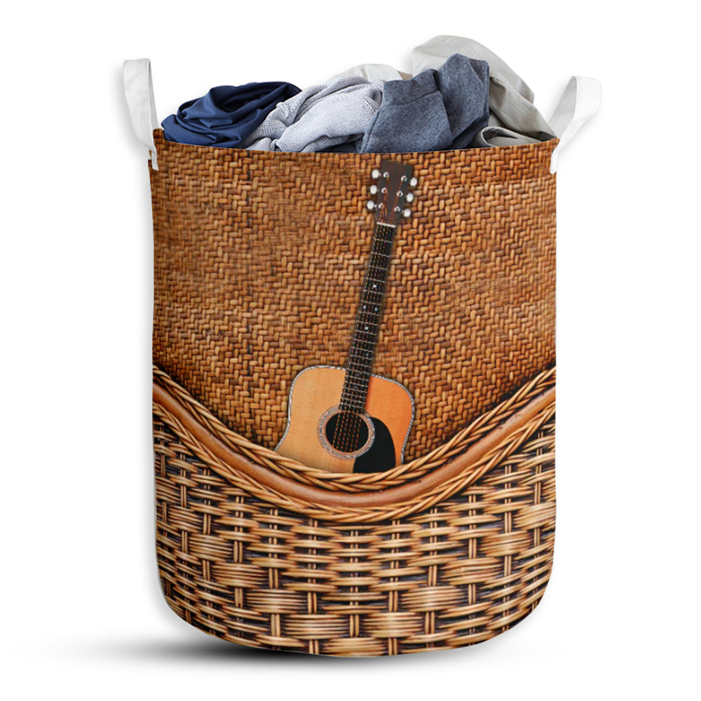 Guitar Rattan Texture Laundry Basket For Bathroom Bedroom Storage