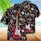 Happy Guitar Rock Christmas Hawaiian Shirt For Coastal Adventures And Warm Weather Wear