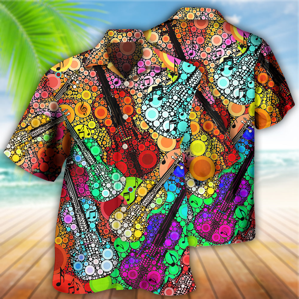 Vintage Guitar Scroll Bubble Hawaiian Shirt For Beach Parties And Weekend Getaways