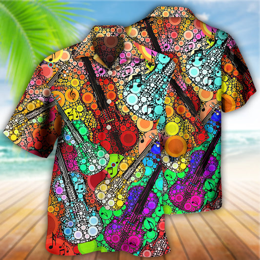 Vintage Guitar Scroll Bubble Hawaiian Shirt For Beach Parties And Weekend Getaways