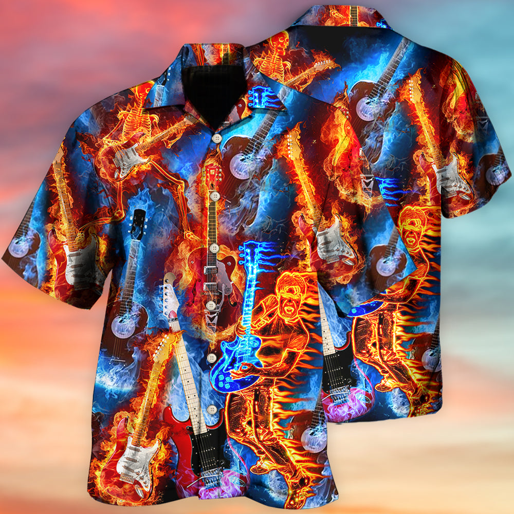 Guitars Creative Pattern Hawaiian Shirt For Coastal Travel, Casual Events, And Comfortable Summer Wear