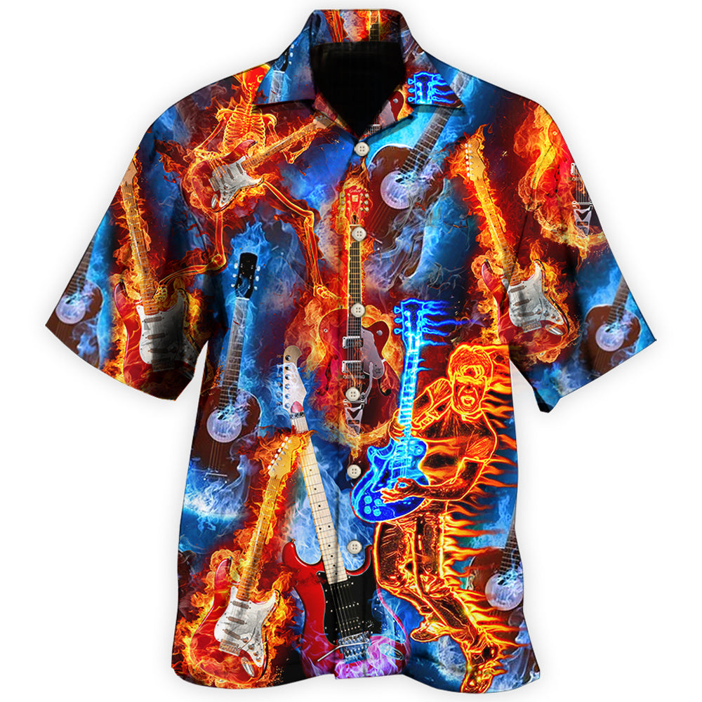 Guitars Creative Pattern Hawaiian Shirt For Coastal Travel, Casual Events, And Comfortable Summer Wear