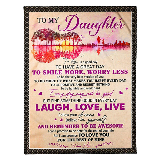 Guitar Today Is A Good Day Mom To Daughter Flannel Blanket For Cozy Bedroom Sofa Decor