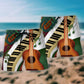 Vintage Classic Guitar Beach Shorts For Summer Vacation And Coastal Travel
