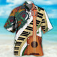 Vintage Classic Guitar Hawaiian Shirt Design Detail For Sunny Adventures And Casual Wear