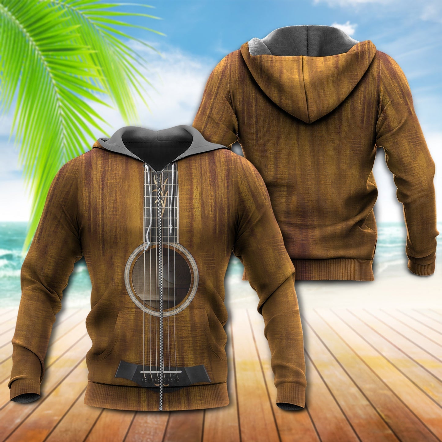 Vintage Happy Guitar Vibe Hoodie For Music Inspired Outfits Festivals And Relaxed Everyday Wear