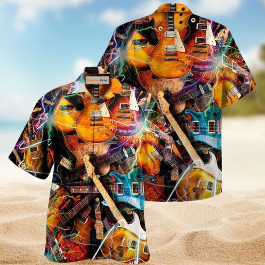 Guitar Concert Hawaiian Shirt For Tropical Holidays, Outdoor Gatherings, And Everyday Comfort
