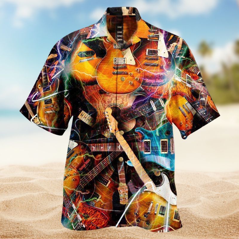 Guitar Concert Hawaiian Shirt For Tropical Holidays, Outdoor Gatherings, And Everyday Comfort