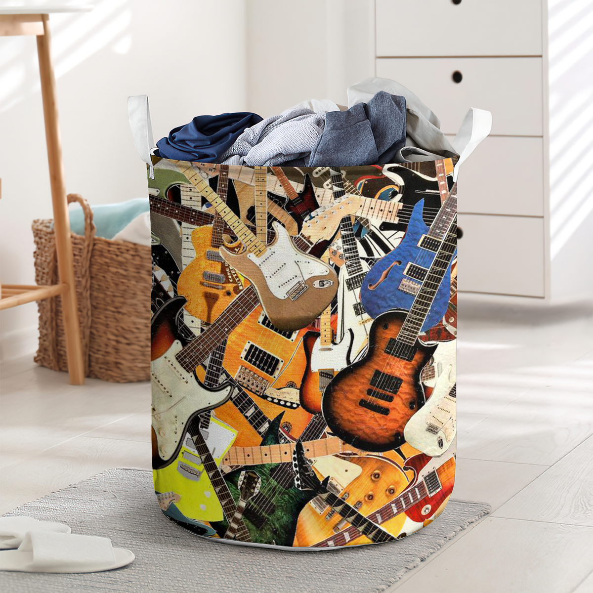 Guitar Passion Messy Style Laundry Basket For Bathroom Bedroom Storage