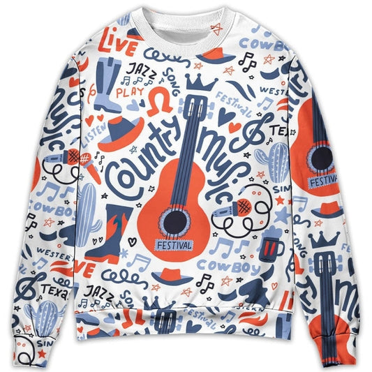 Guitar Country Music Festival Sweater For Holidays Parties And Comfortable Everyday Wear