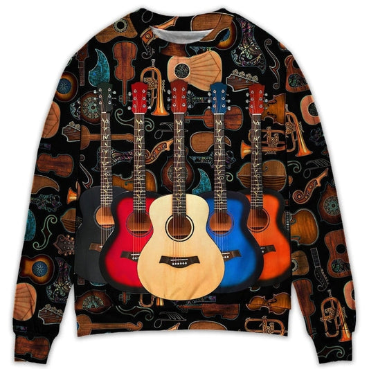 Guitar Music Happy Sweater For Concert Outings Weekend Travel And Relaxed Everyday Styling