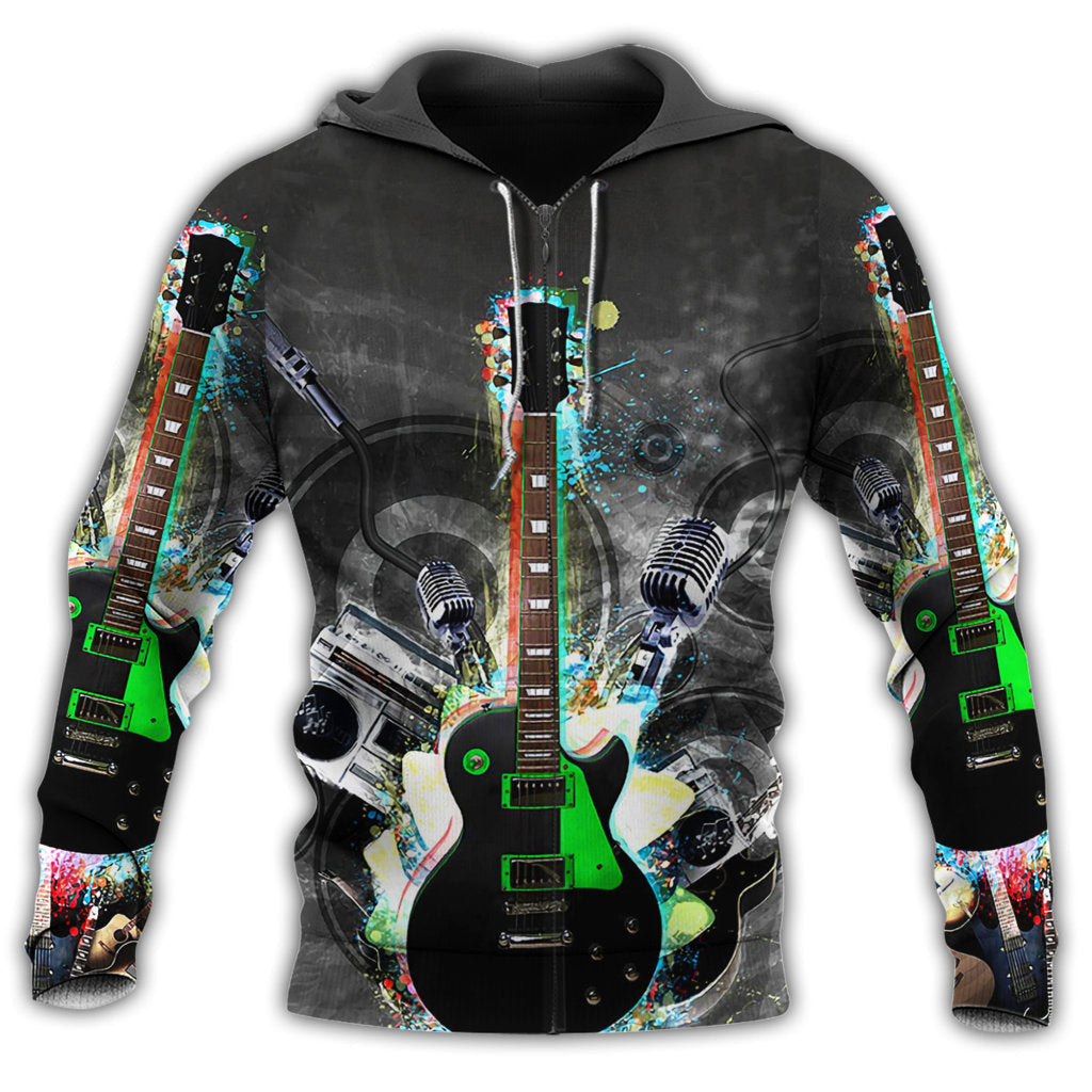 Black Guitar Mysterious Hoodie For Studio Sessions Casual Events And Comfortable Daily Style