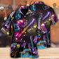 Creative Neon Guitar Music Hawaiian Shirt For Summer Vacation, Beach Travel, And Casual Wear