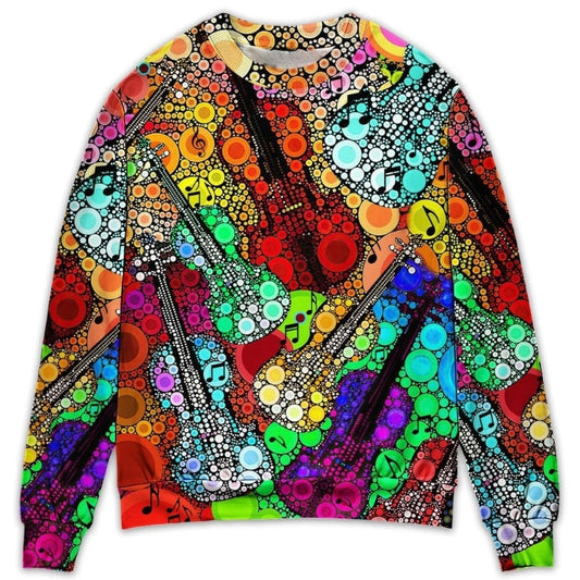 Guitar Scroll Bubble Colorful Sweater For Holidays Parties And Comfortable Everyday Wear