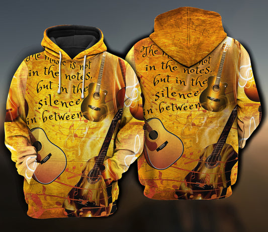 Guitar Silence Between Music Hoodie For Creative Performers Daily Wear And Meaningful Gifting