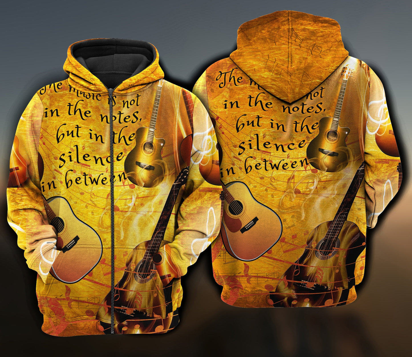 Guitar Silence Between Music Hoodie For Creative Performers Daily Wear And Meaningful Gifting