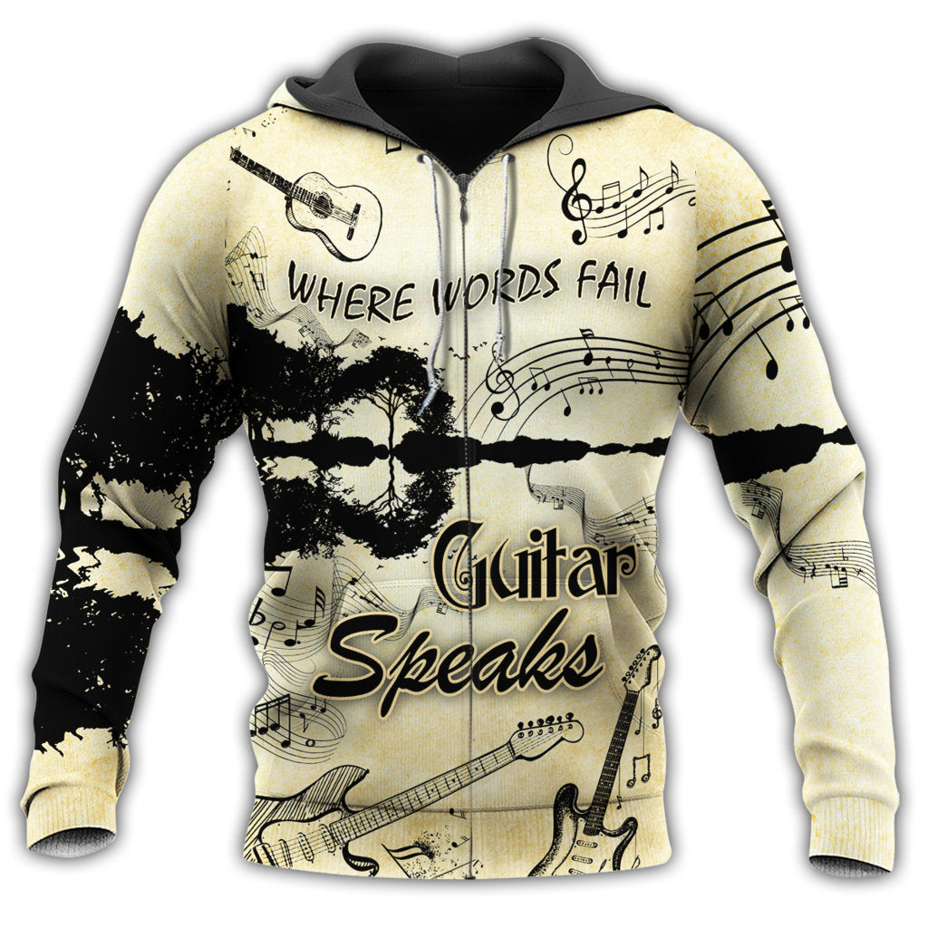 Guitar Speaks Where Words Fail Hoodie For Musicians Weekend Travel And Thoughtful Gift Giving