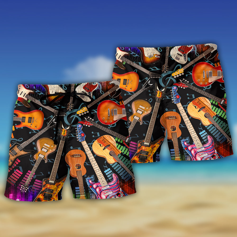 Guitar Love Music Lifestyle Beach Shorts For Beach Trips And Relaxed Vacation Styling