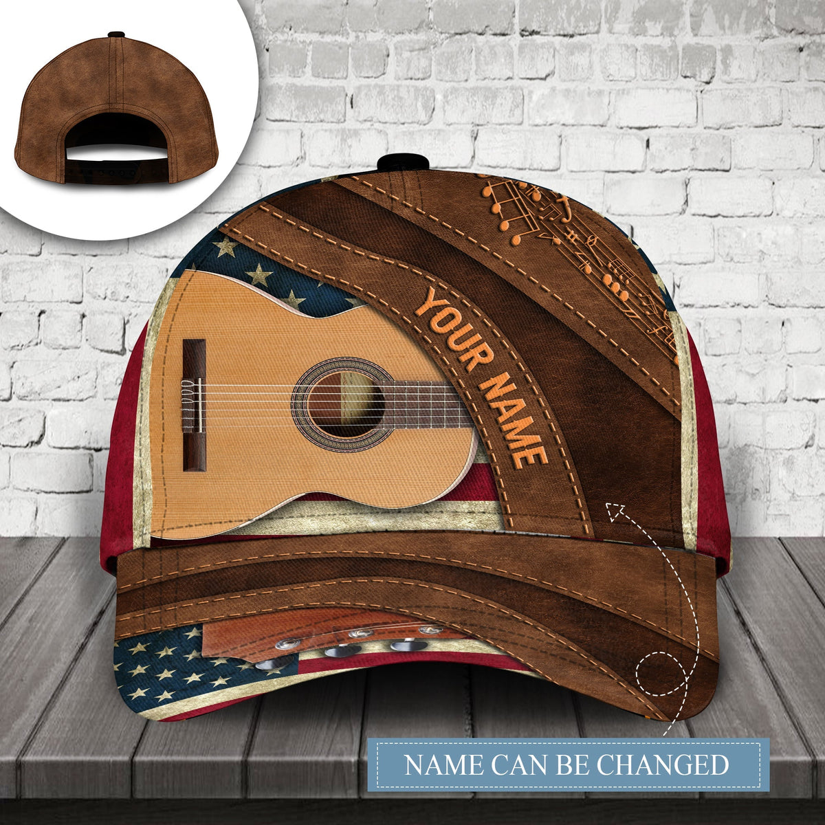 Guitar US Flag Personalized Classic Cap For Relaxed Outfits Outdoor Events And Holiday Trips