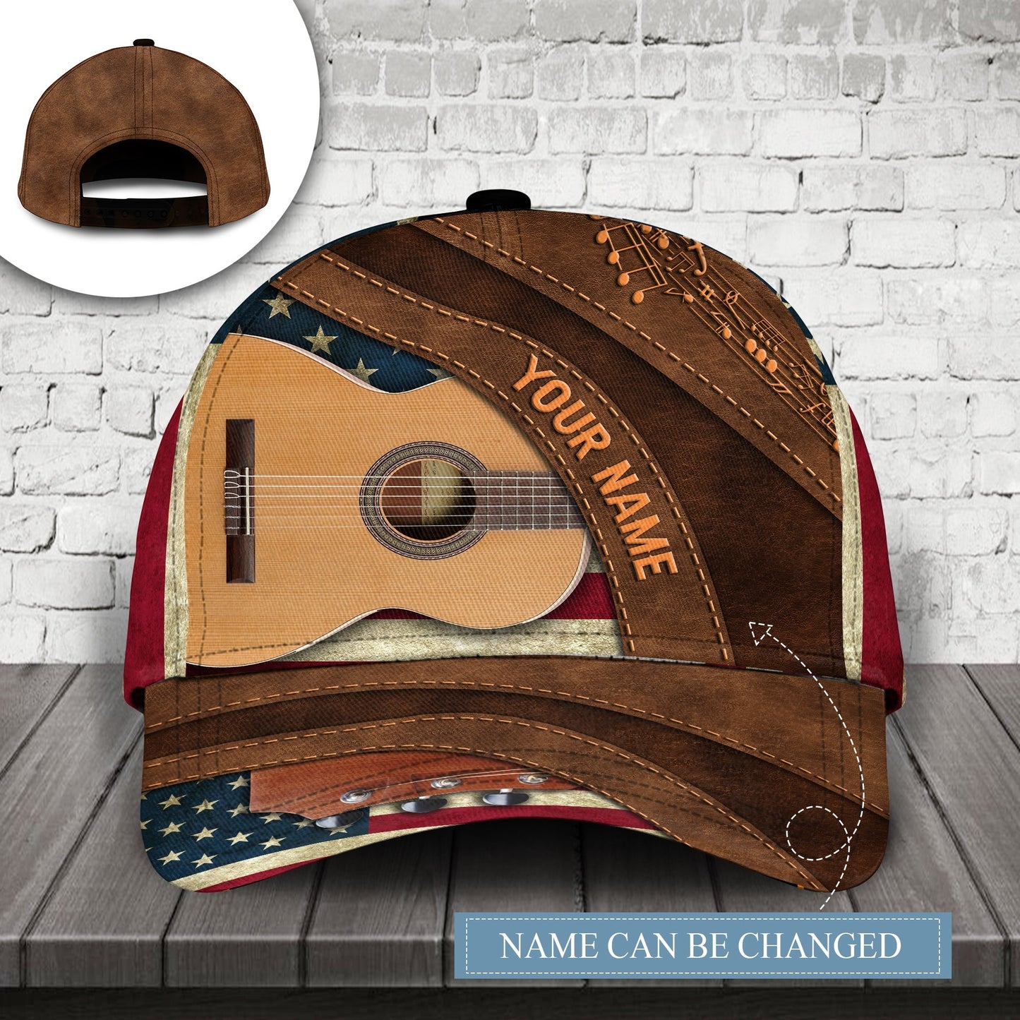 Guitar US Flag Personalized Classic Cap For Relaxed Outfits Outdoor Events And Holiday Trips