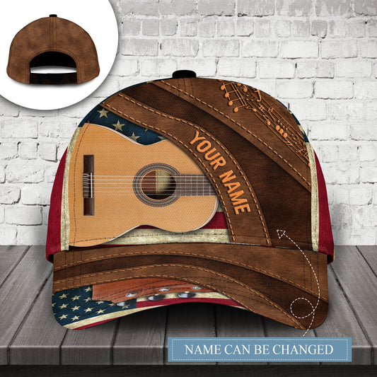 Guitar US Flag Personalized Classic Cap For Relaxed Outfits Outdoor Events And Holiday Trips