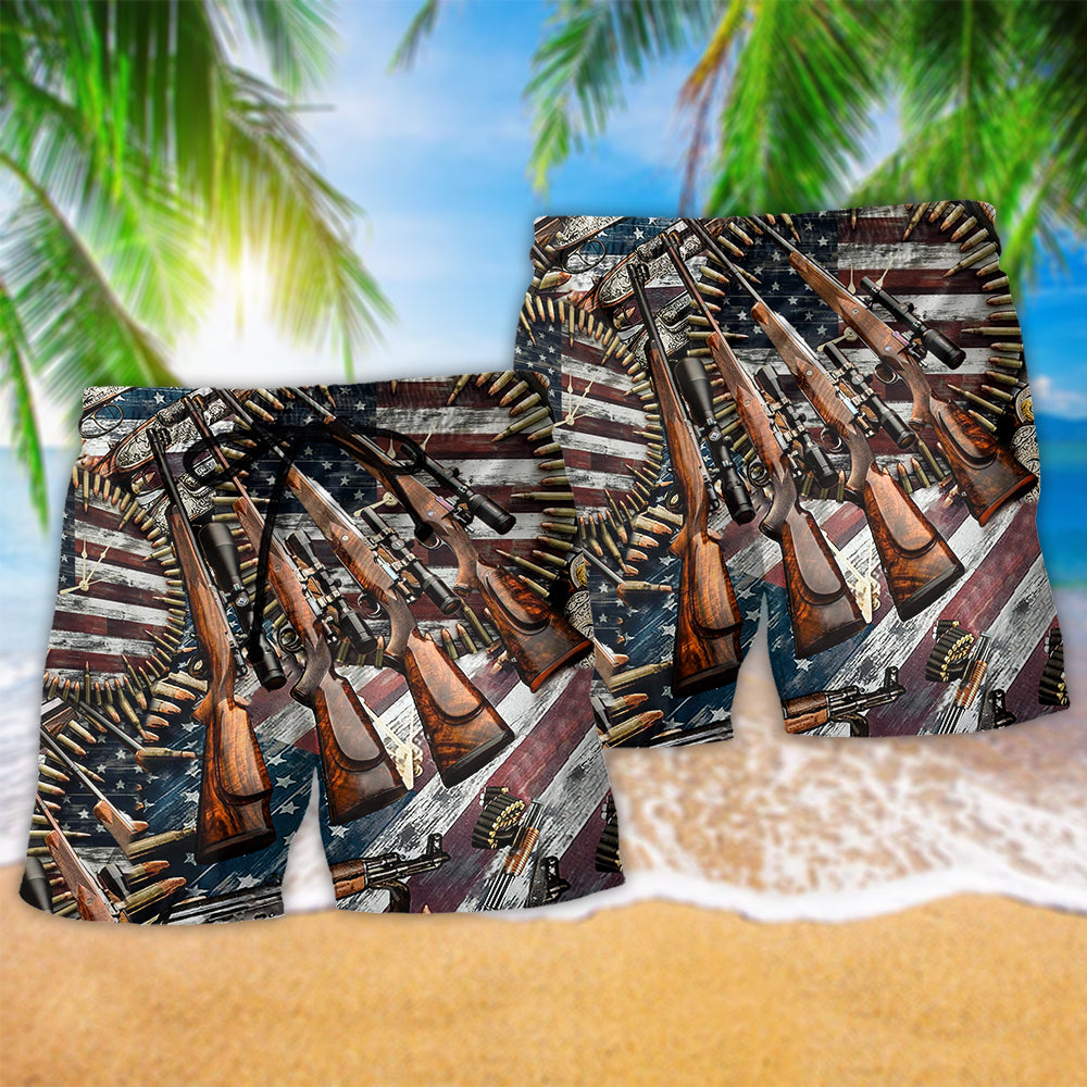 Gun American Freedom Quote Beach Shorts Design Detail For American Pride And Outdoor Gatherings