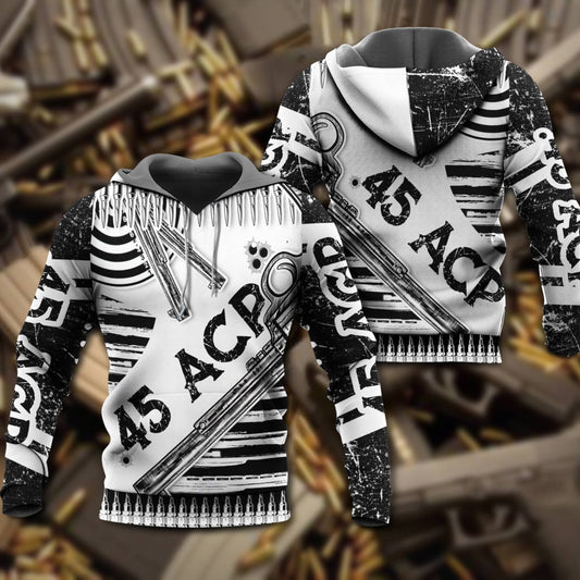 Black White Gun Hoodie For Everyday Streetwear Seasonal Travel And Gift Giving