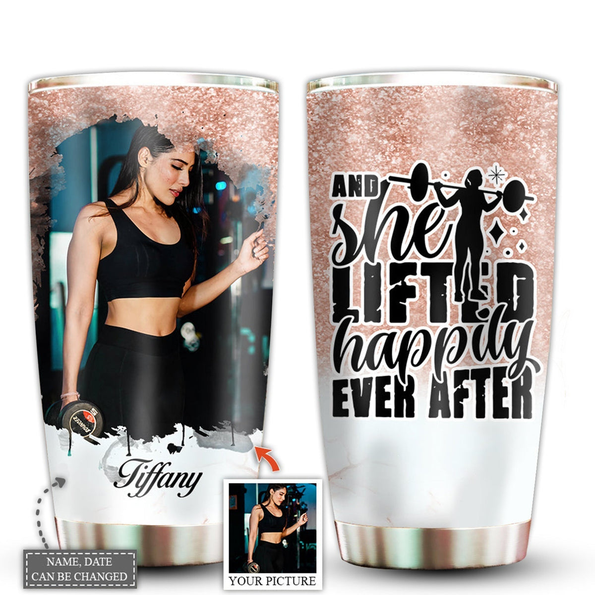 Gym Girl And She Lifted Happily Ever After Custom Photo 20 Oz Tumbler For Coffee Travel And Daily Drinks