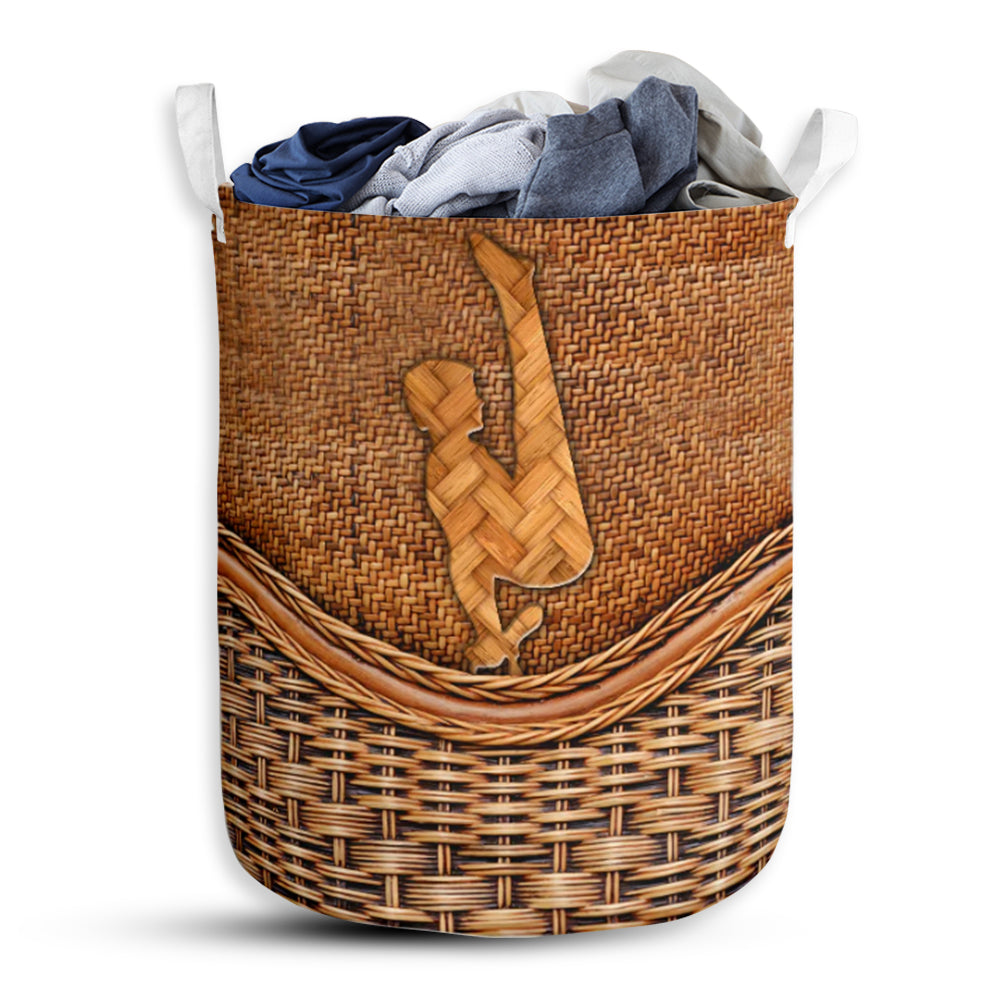 Gymnastics Boy Rattan Texture Laundry Basket For Bathroom Bedroom Storage