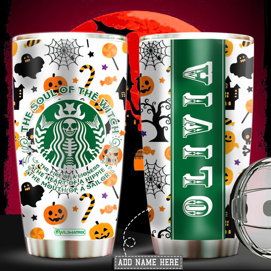 Halloween The Soul Of The Witch Personalized 20 Oz Tumbler For Coffee Travel And Daily Drinks