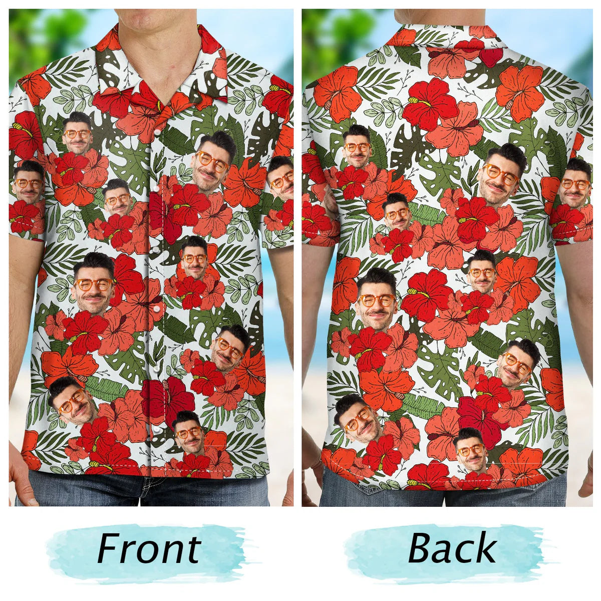 Custom Photo Family Pet Face Gift Island Hawaiian Shirt For Warm Weather Outings, Beach Days, And Relaxed Tropical Style